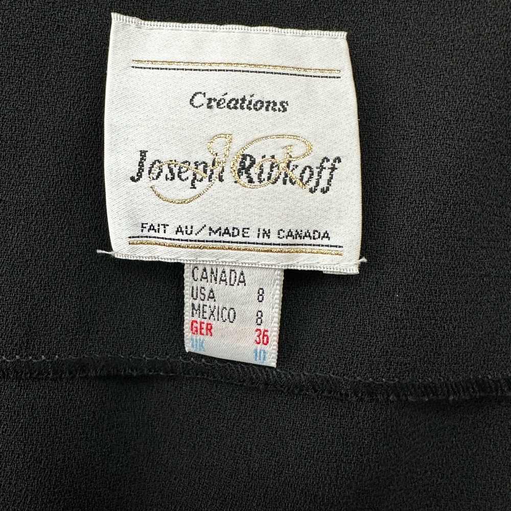 2 Pieces of Joseph Ribkoff Black Midi Dress with Geometric Accents and Blazer - Picture 9 of 12